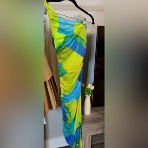 Asymmetrical Multicolor Maxi Dress